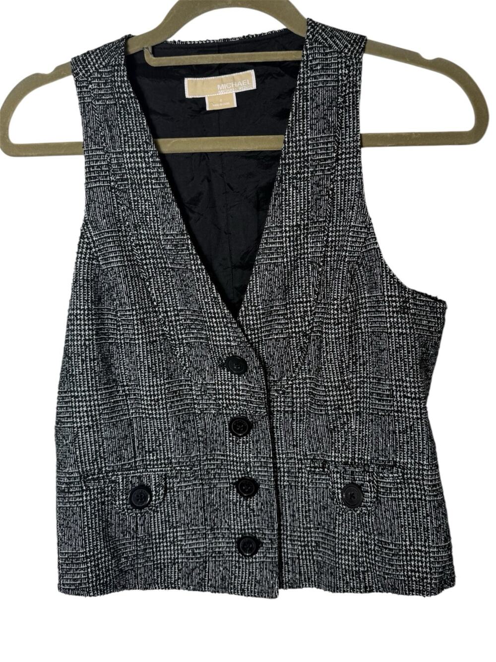 Michael Kors Sz 4 Tailored Tweed Button Up Vest Old Money 90s Minimalist Twee